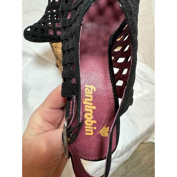Anthropologie Farylrobin Black Caged Heels Shoes‎ size 7 - Picture 10 of 10